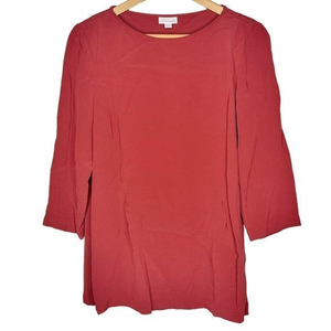 J.Jill M Red Long Sleeve‎ Viscose Rayon Wide Neck Pullover Women's Casual Top